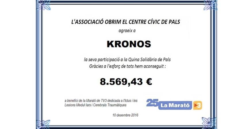 KRONOS colabora con la Quina Solidària de Pals