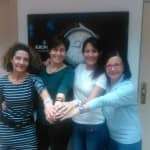 Rosa, Griselda (equipo KRONOS), Marcela y Teresa con sus KRONOS Colors en las oficinas de KRONOS en Barcelona.